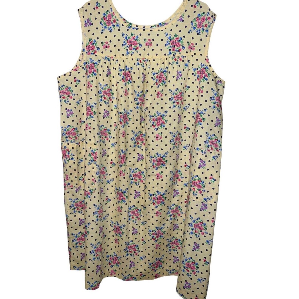 VTG ONLY NECESSITIES YELLOW FLORAL HOUSE NAP LOUNGE DRESS NIGHTGOWN PLUS 2X